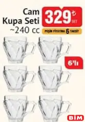 CAM KUPA SETİ 240 CC 6'LI
